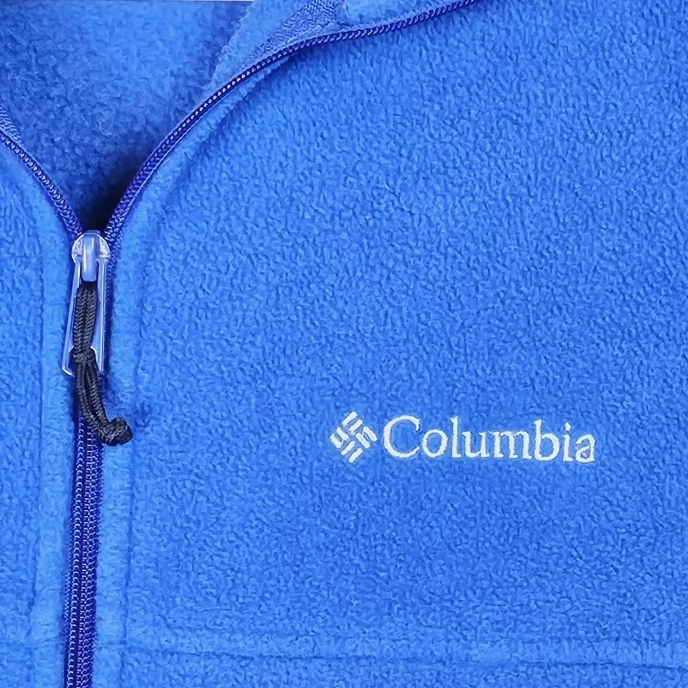 COLUMBIA Men's Full Zip Long Sleeve Fleece Blue & Black Jacket Size S - Picture 9 of 12